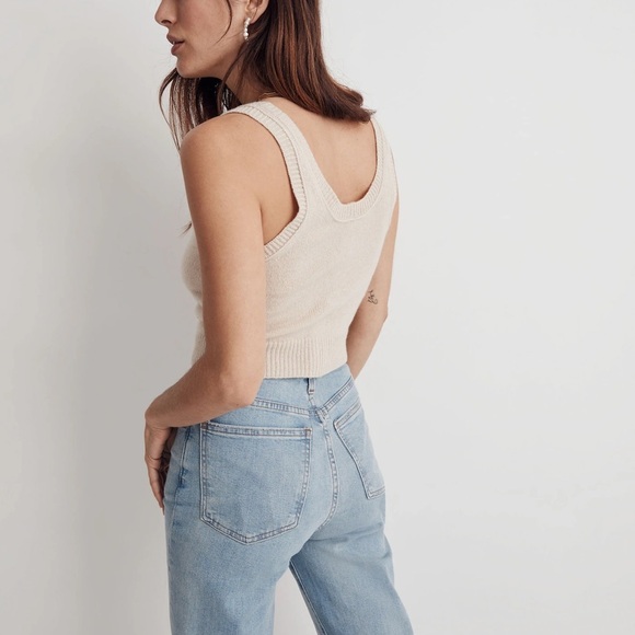 Madewell x DONNI Cashmere Merino Sweater vest in crop top cream size Small NWOT - Picture 2 of 8